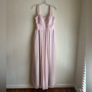 Azazie Light Pink Chiffon Maxi Pleated Bridesmaids Dress Sz 12